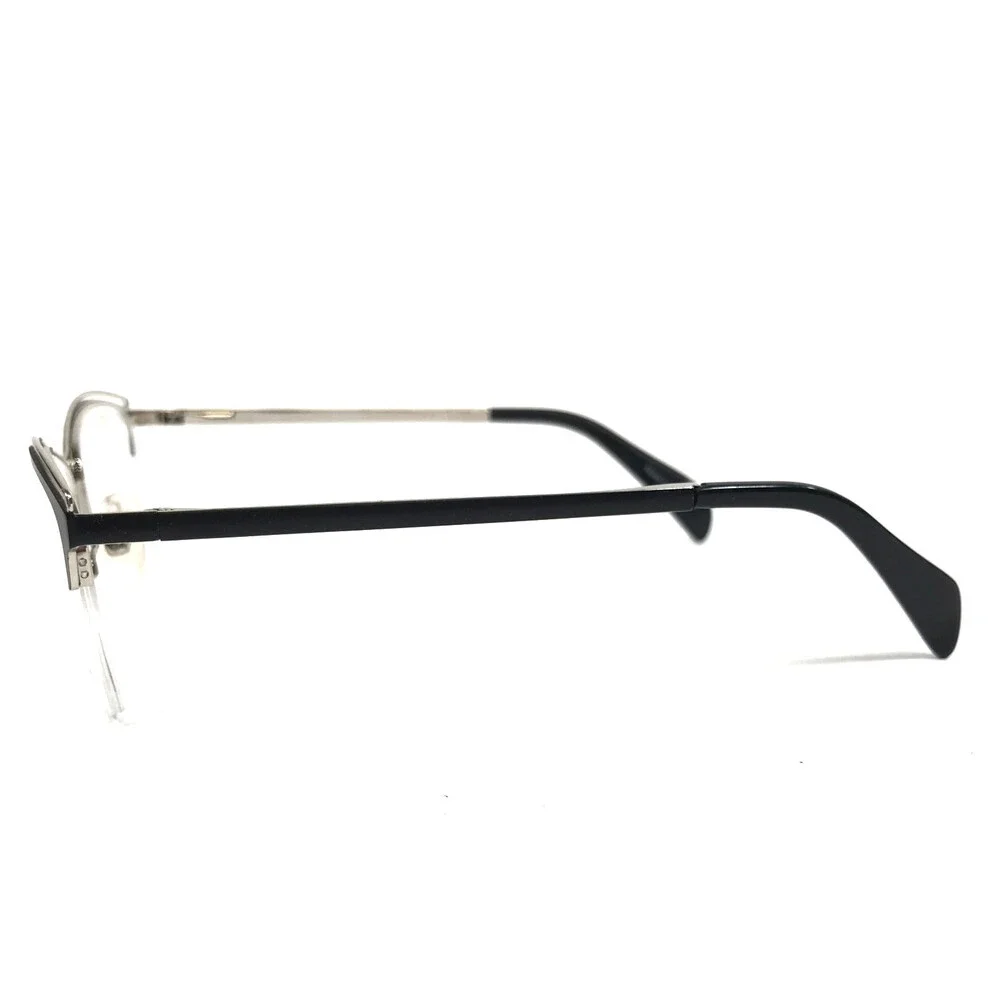 Adin Thomas Eyeglasses Frames AT-426 C1 Black Silver Cat Eye Half Rim 52-16-135